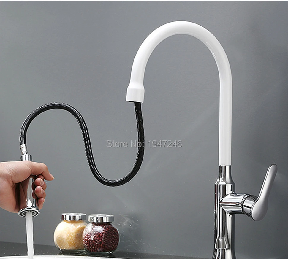 Fabrik Direkt Polnischen Kupfer Wasser Saver Filter Swivel Robinet Para Torneira Chrom Weiß Waschbecken Mixer Pull-out Küche Wasserhahn tippen – Detail 2