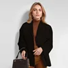 Vintage Brown Blazer Women Suede Leather Jacket Autumn Fashion Single Breasted Lapel Loose Coats Street Office Lady Outerwears 2