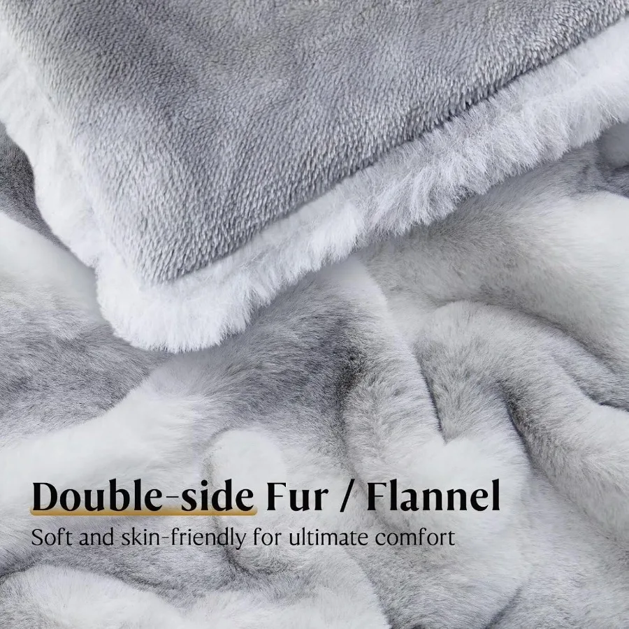 Luxury Faux Fur Blanket for Cozy Comfort: Soft Warm Plush Throws for Couch Sofa Bed Ideal for Bedroom Office Living Room Decora