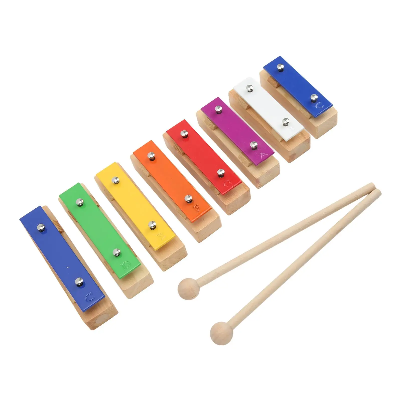 Wooden 8 Tone Knocking Xylophone Brick Toy-Multicolored Educational Musical Instrument