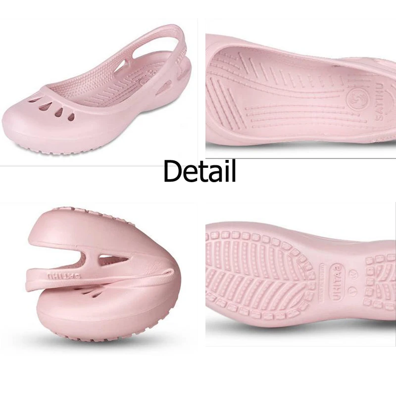Women Sandals RYAMAG Women Clogs Jelly Sandals Home Non-slip Summer Hole Shoes Female Flat Slippers Plastic Female Waterproof EVA Garden