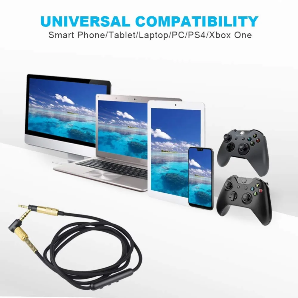 Replacement Braided OFC Aux Cable Extension Cord for Sennheiser HD4.40 HD 4.40 BT HD4.50 HD 4.50 BTNC HD4.30i HD4.30G Headphones
