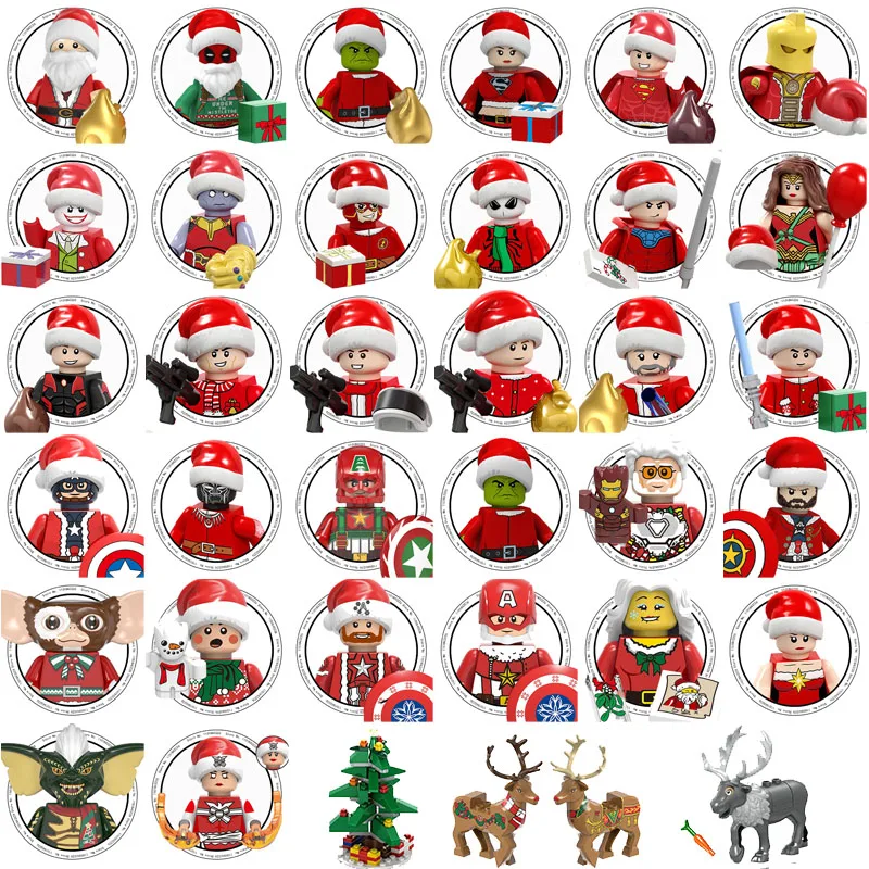 Building Blocks Toys Mini Building Block Action Figure Superheros Cosplay Santa Claus Reindeer Christmas Gifts