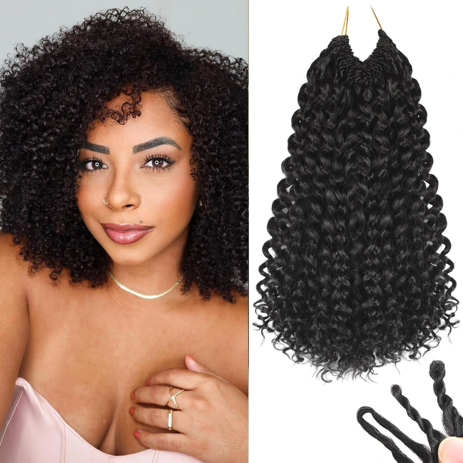 Burmese Curly Human Hair Crochet Pre looped 24inch Deep Wave Curly Crochet Hair For Black Women Twist Braiding Hair Extensions