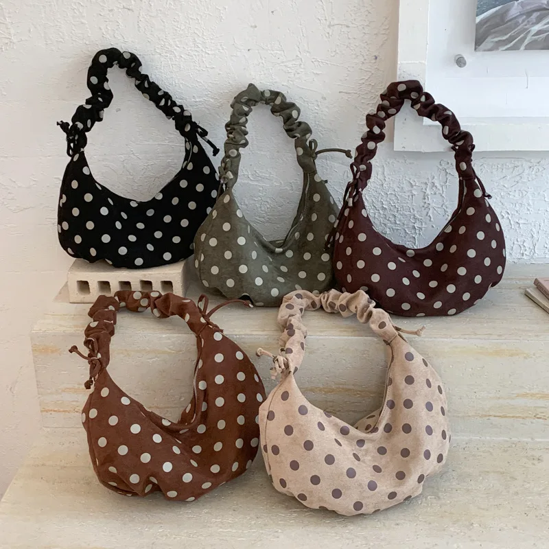 Nuova Borsa a Tracolla alla Moda con Motivo a Pois per Donne, Borsa a Spalla in Pelle PU, Borsa Casual Versatile - immagine 5