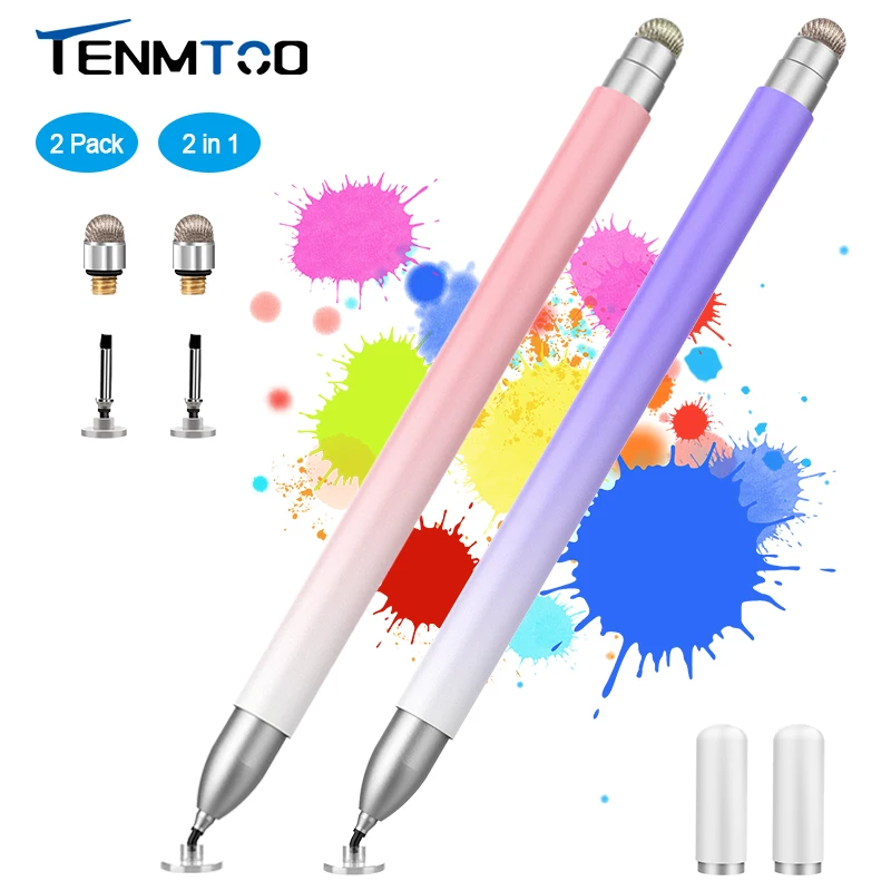 Tenmtoo 2 In 1 Stylus Touch Pen Per Tablet Alta Sensibilità Ipad Pencil Con Punte In Fibra Disc& Per Ipad Samsung Xiaomi Tablet Pen