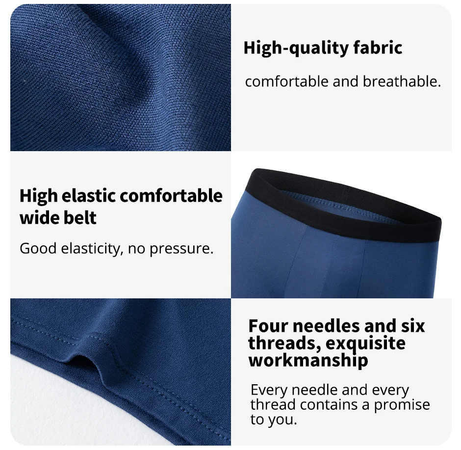 4er-Pack Europäische und Amerikanische Größe Herren Einfarbige Sexy Boxershorts Antibakteriell Atmungsaktiv Übergrößen Herren Unterhosen – Detail 6