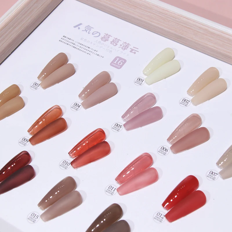 

16colors Jelly Gel 15ml Nude Color Nail Gel Polish Clear Pink French Gel Varnish Soak Off UV LED Gel for Autumn Winter Nail