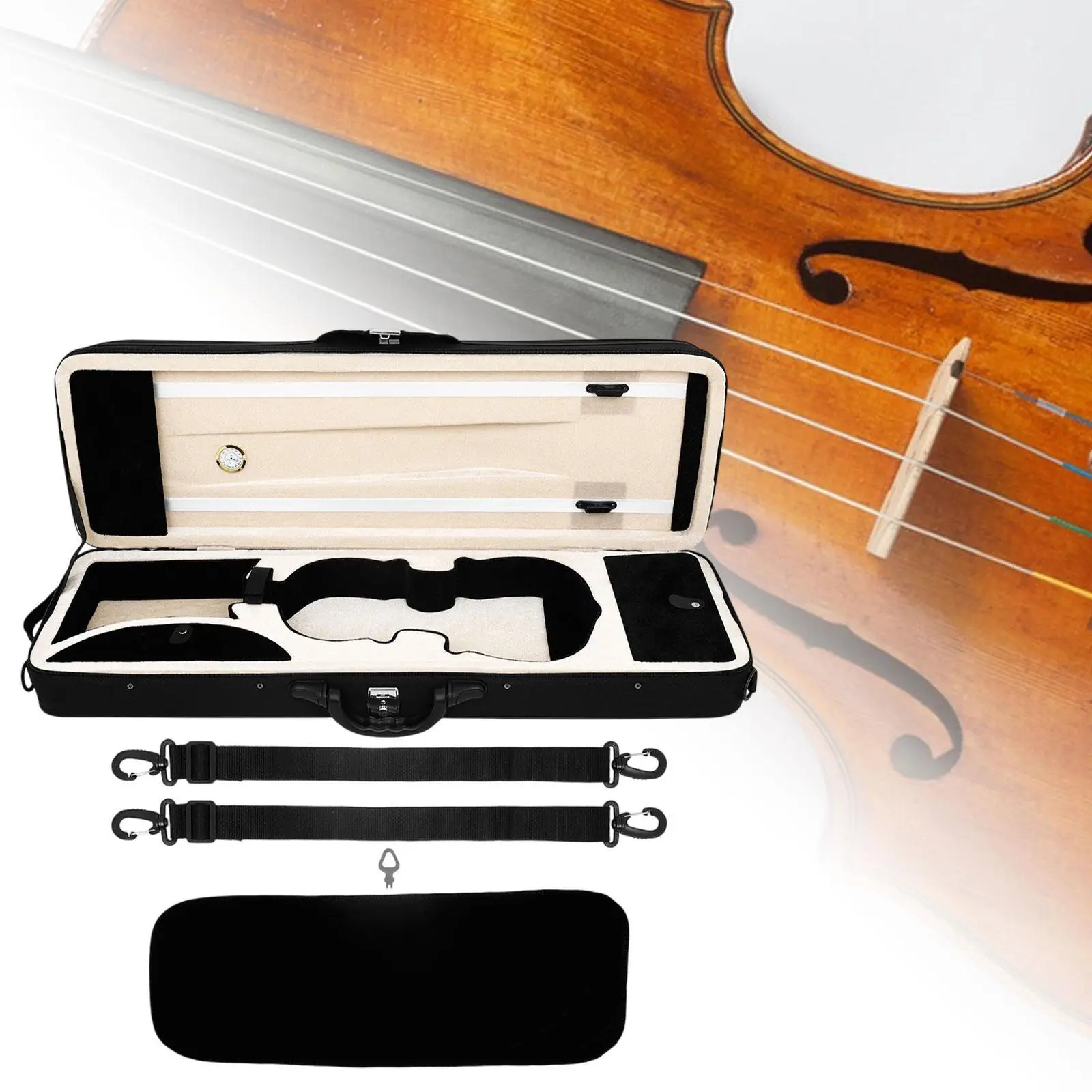 4/4 Violin Case Violin Carrying Bag with Side Handle Sturdy Oblong Shape