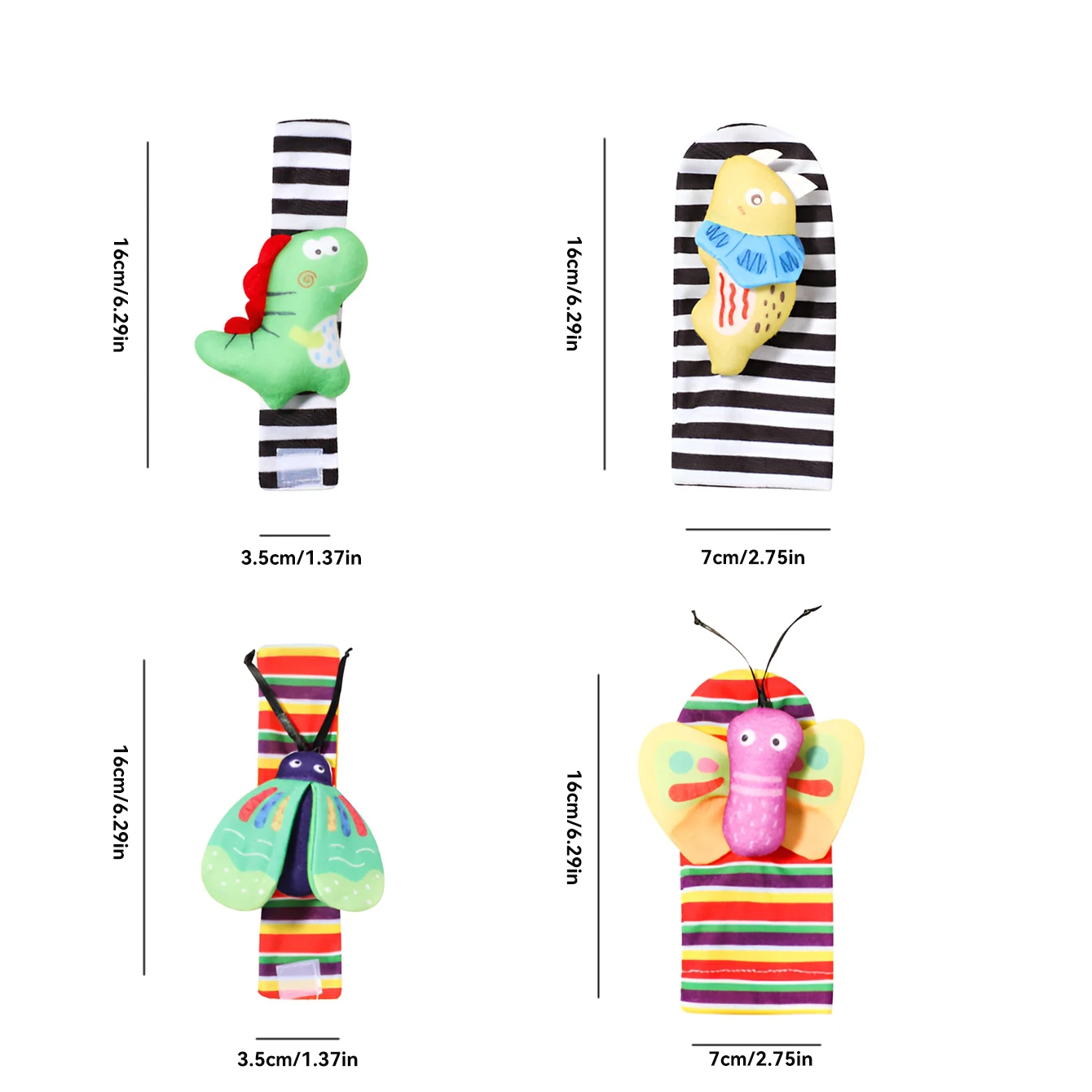 Baby wrist strap rattle sock set built-in ringing paper bell sound cartoon shape educational fun toys 2