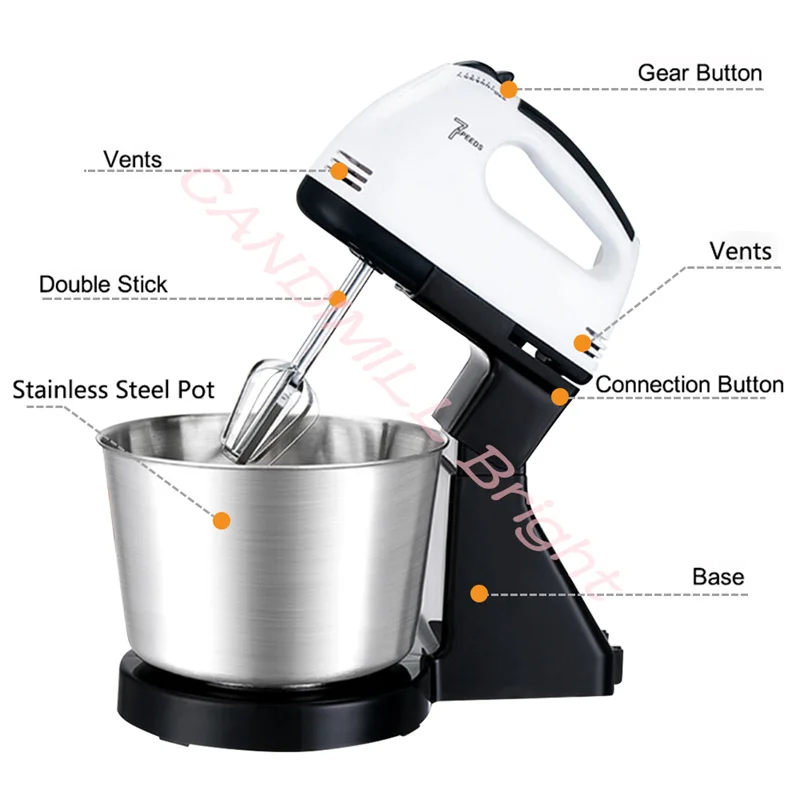 Multifunction Food Blender Electric Household Table Stand Cake Dough Mixer Handheld Egg Beater Baking Whipping Cream Machine 6