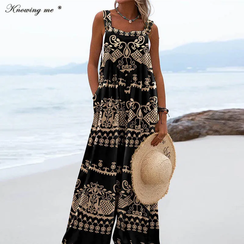 

Комбинезон Женский свободного покроя, Модный комбинезон с широкими штанинами, с завышенной талией, с карманами, с цветочным принтом, длинные брюки, цельный комплект