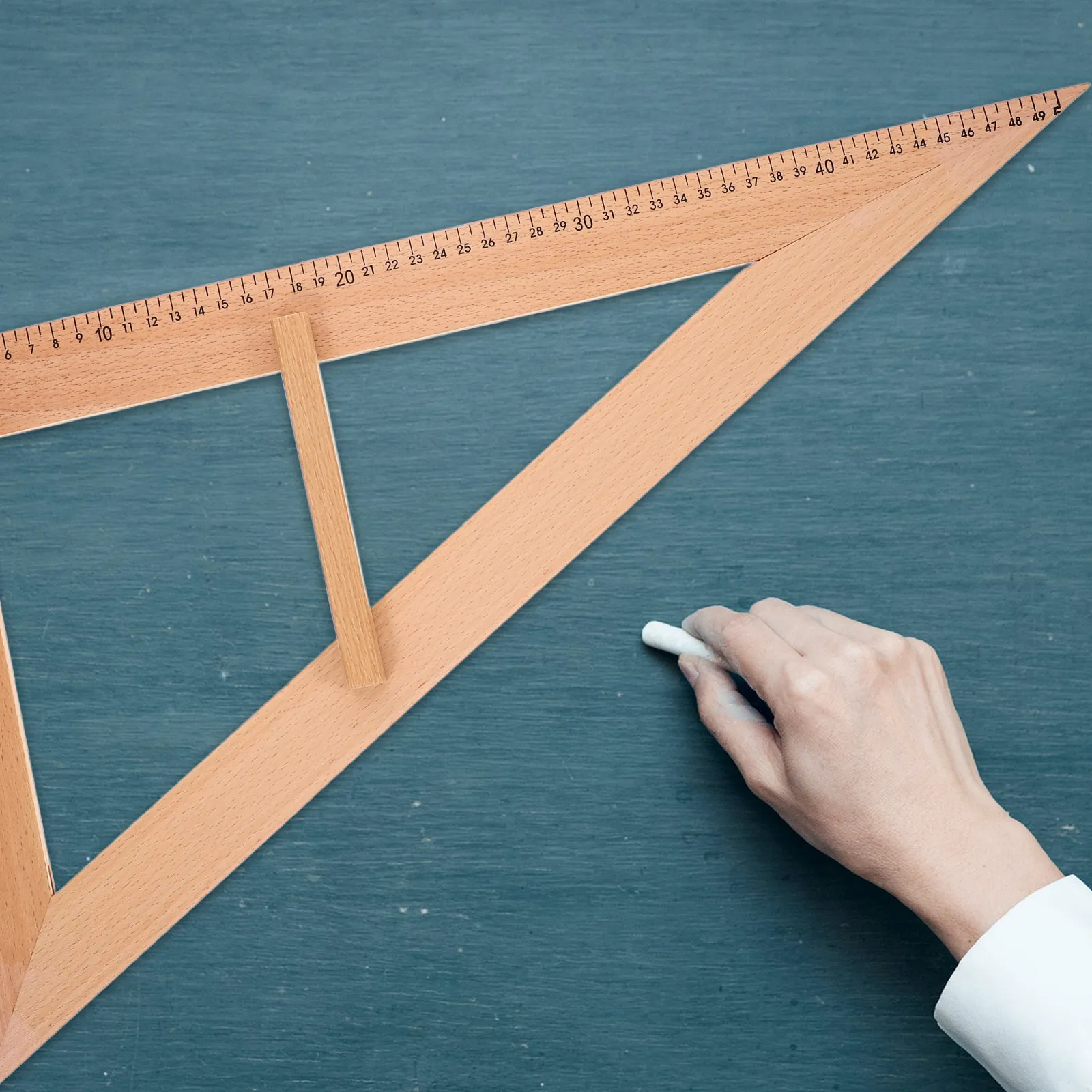 나무 교사용 측정자 대형 교구 손잡이 기하학 그림 도구 교실용 자 교구