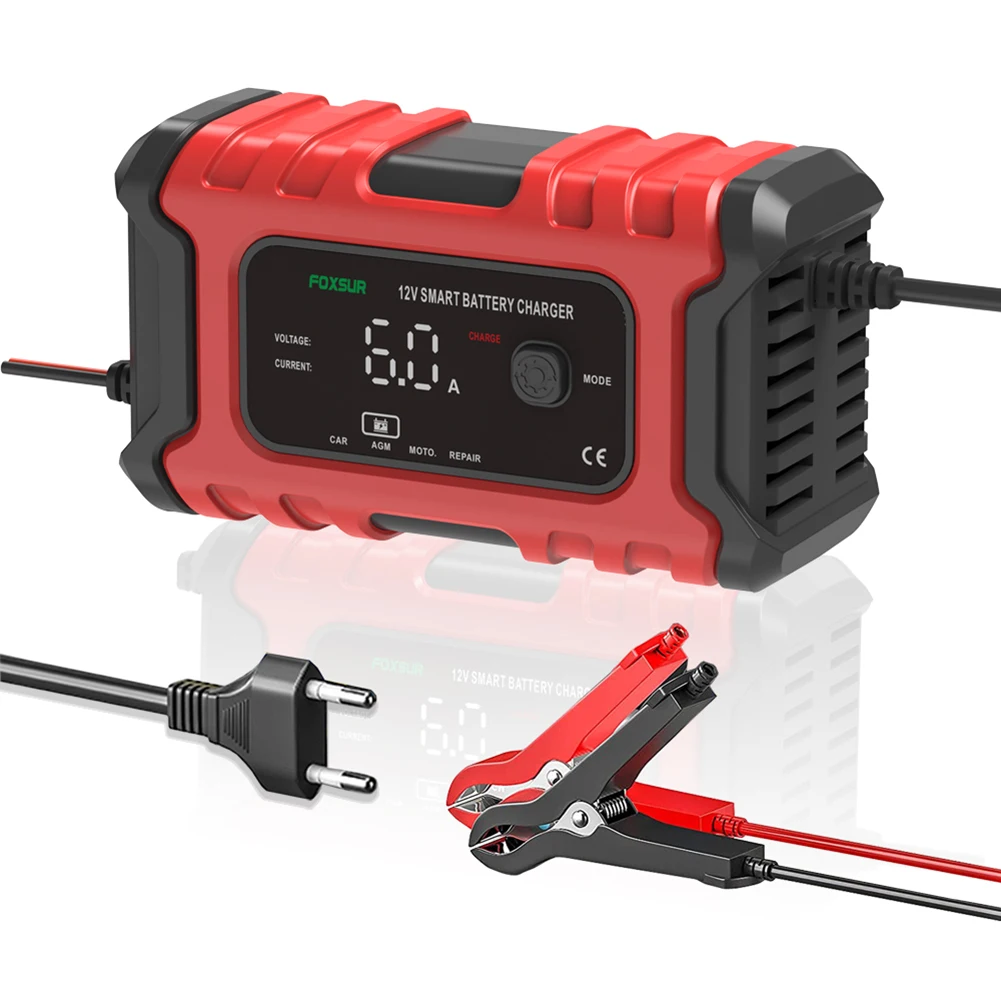 Caricabatteria Automatico 12V 6A Uscita Protezione Da Cortocircuito Caricabatteria Per Auto Per Gel Di Calcio Agm Wet Lead Acid Auto Moto