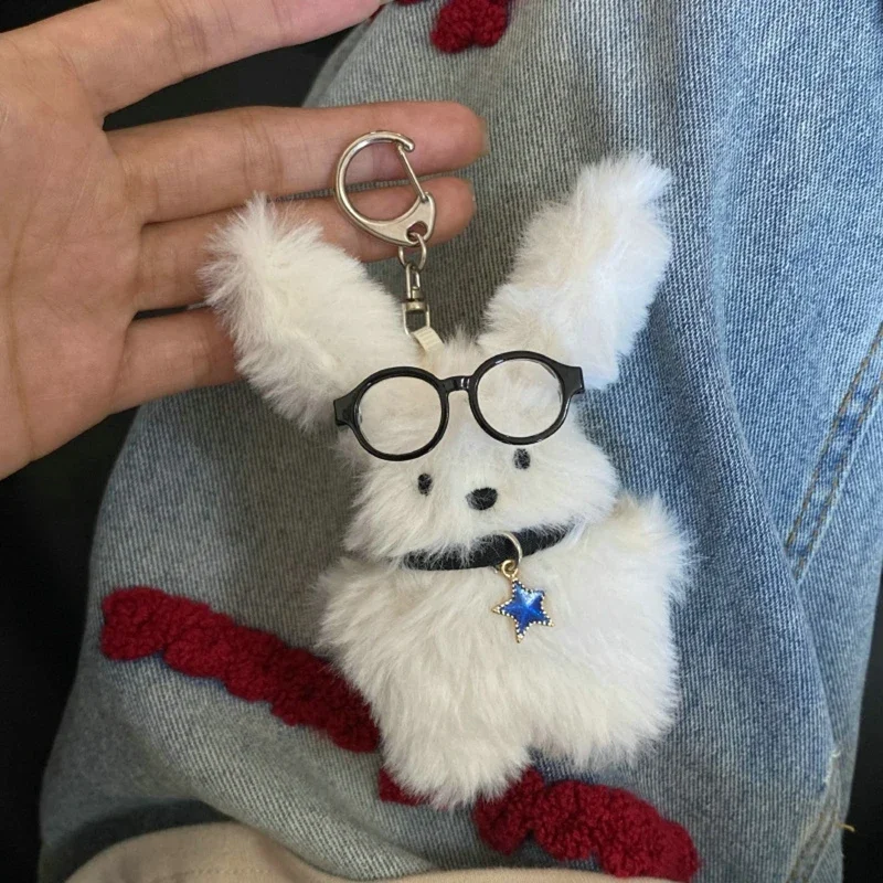 

New Cartoon Pilot Long-Haired Rabbit Animal Cute Dolls Bag Keychain Niche Plush Keys Chain Backpack Pendant Girls Birthday Gift