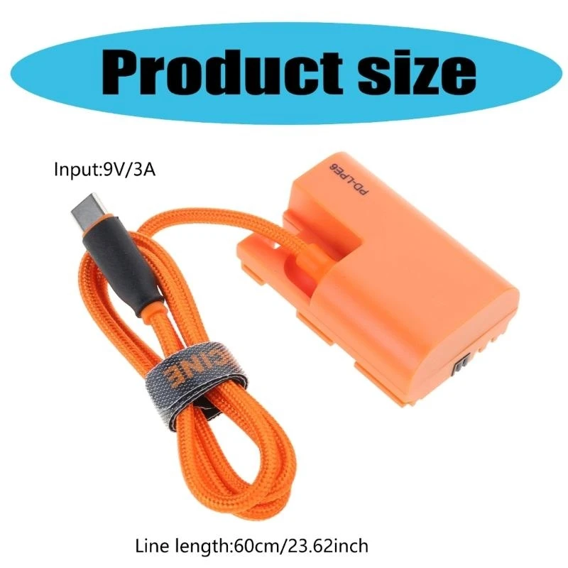 Y1AE USB C Input 9V3A LPE6 Battery for R5 80D Enjoy Continuous Power Supply