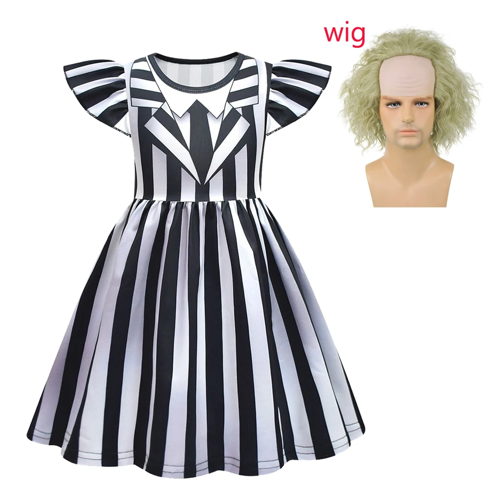 thumbnail image 1 of Disfraces de Halloween COS Disfraz de B-Beetlejuice2 Disfraz de Cosplay para Niños Disfraz de Mago del Inframundo Trajes de Rayas para Niños Uniforme de Actuación, 1 of 4