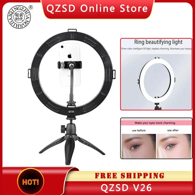 26CM 사진 조명 휴대폰 링라이트 삼각대 스탠드, 사진 Led 셀피 원격 필 링 램프, 방송 및 메이크업용 스탠드 포함 26CM 사진 조명 휴대폰 링라이트 삼각대 스탠드, 사진 Led 셀피 원격 필 링 램프, 방송 및 메이크업용 스탠드 포함