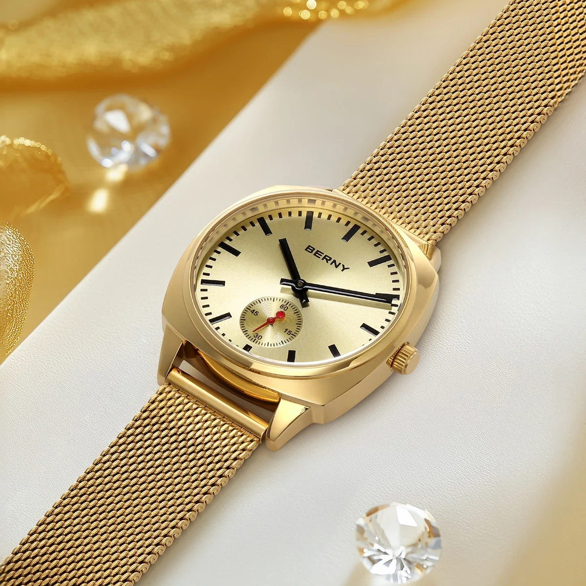 BERNY Railway Watch for Women Quartz Ladies Watch Simple Versatile Simple Dial Wristwatch Waterproof Leisure Watch for Women 4