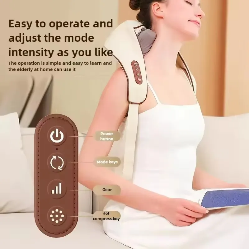 New Portable Mini Relaxer Dredge Kneading Smart Electric Wrap Heated Trapezius Muscle Neck Multifunctional Shiatsu Massage Shawl