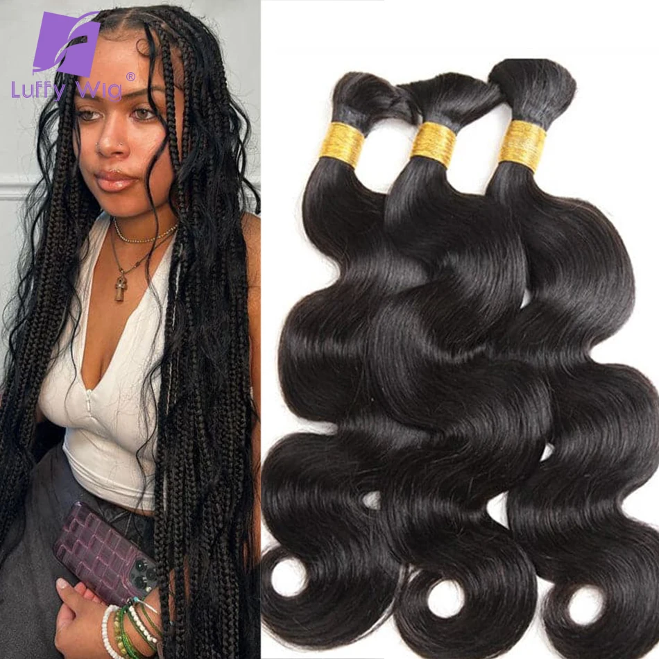 

Body Wave Bulk Human Hair No Weft For Braiding Burmese Remy Double Drawn Extensions For Boho Braids Hair For Black Women Luffy