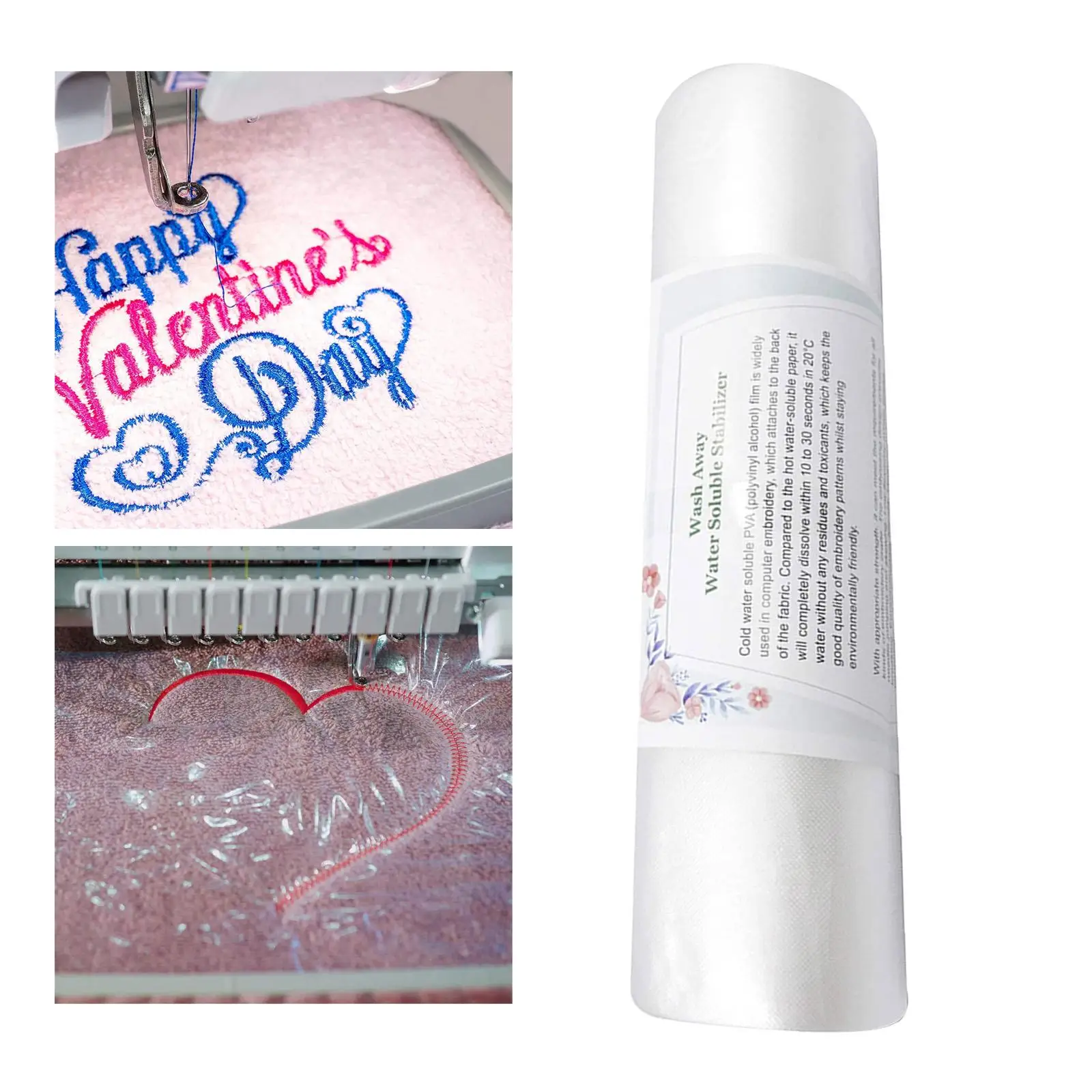 1 Roll Embroidery Soluble Water-Soluble Film Nonwoven Tear Off Transfer Paper Films for Sewing Cross Stitch 20cm 30Yard Embroidery Water Soluble Film