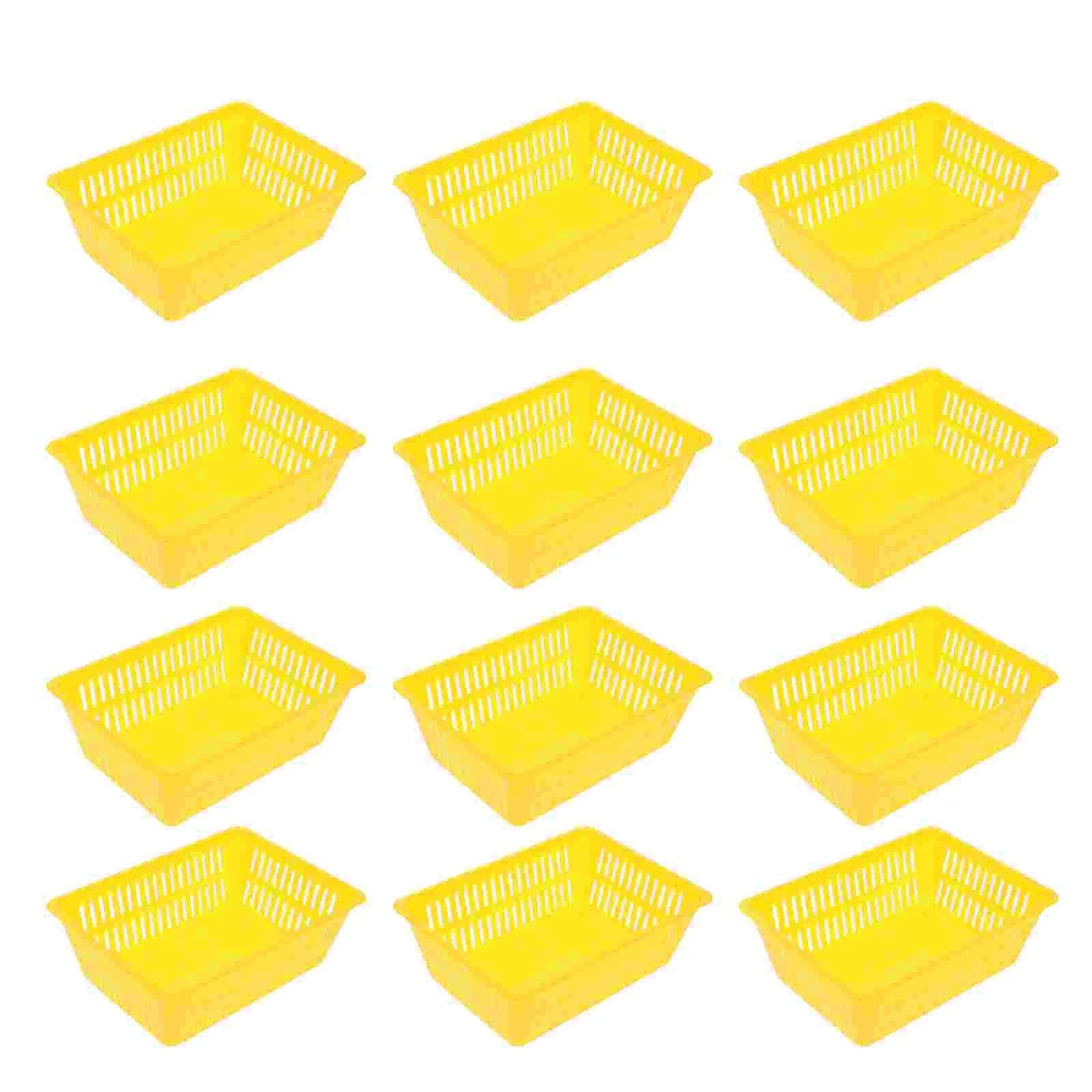 12 Pcs Storage Baskets Large Capacity Gaming Machine ganizer Small Plastic Yellow DeskBins GamingEntertainment