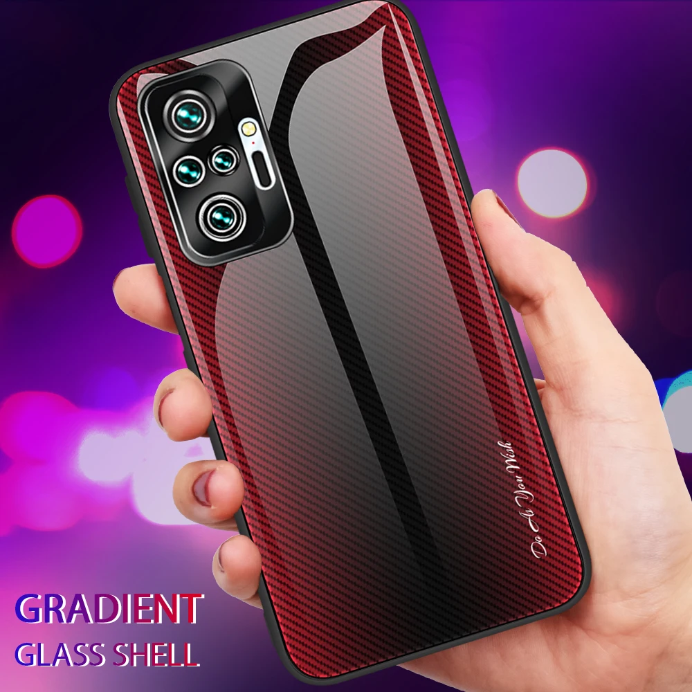 Gradient Stripe Case For Redmi Note11S 10Pro 10S 10C 9T Tempered Glass Phone Case For POCO X4PRO X3NFC X3GT M4PRO M3PRO