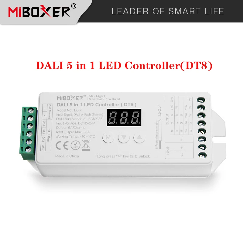 Dali 5 In 1 Controller Per Strisce Led 12 ~ 24V Supporto Dimmer Dt8 Rgb/Rgbw/Rgb + Cct Modalità Di Uscita Compatibile Con Pannello Dali/Dl-Pow1