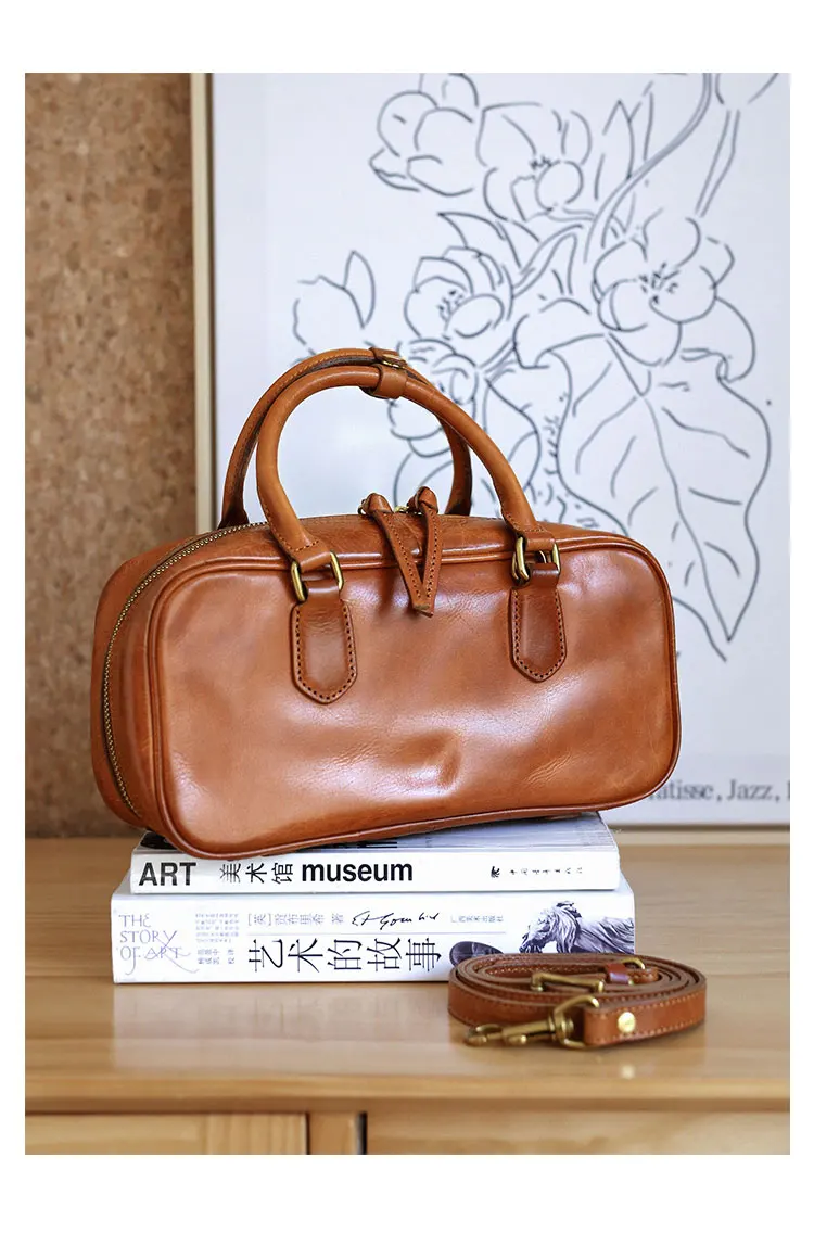 PNDME Designer handgefertigte Luxus-Damenhandtasche aus pflanzlich gegerbtem Rindsleder, einfache, lässige Damen-Umhängetasche aus echtem Leder – Detail 18