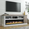 75” Fireplace TV Stand with 60” Electric Fireplace, Chunky Entertainment Center with Wood Grain, Color Clash Entertainment Stand 1