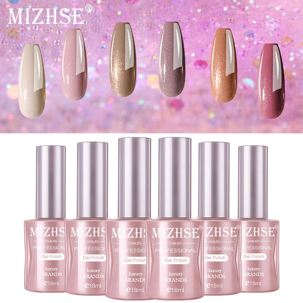 MIZHSE 18 Colors Glitter Gel Polish UV Gel Nail Polish Shining Varnish Hybrid Nail Gel Luxury Top Base Coat Nail design Manicure 4