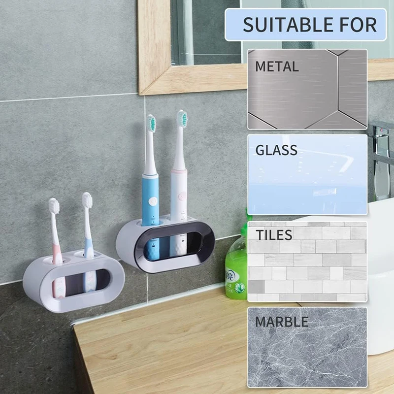 Double Hole Electric Toothbrush Holder Wall Mounted Toothbrush Rack Punch-free Storage Hanger Bathroom Accessories