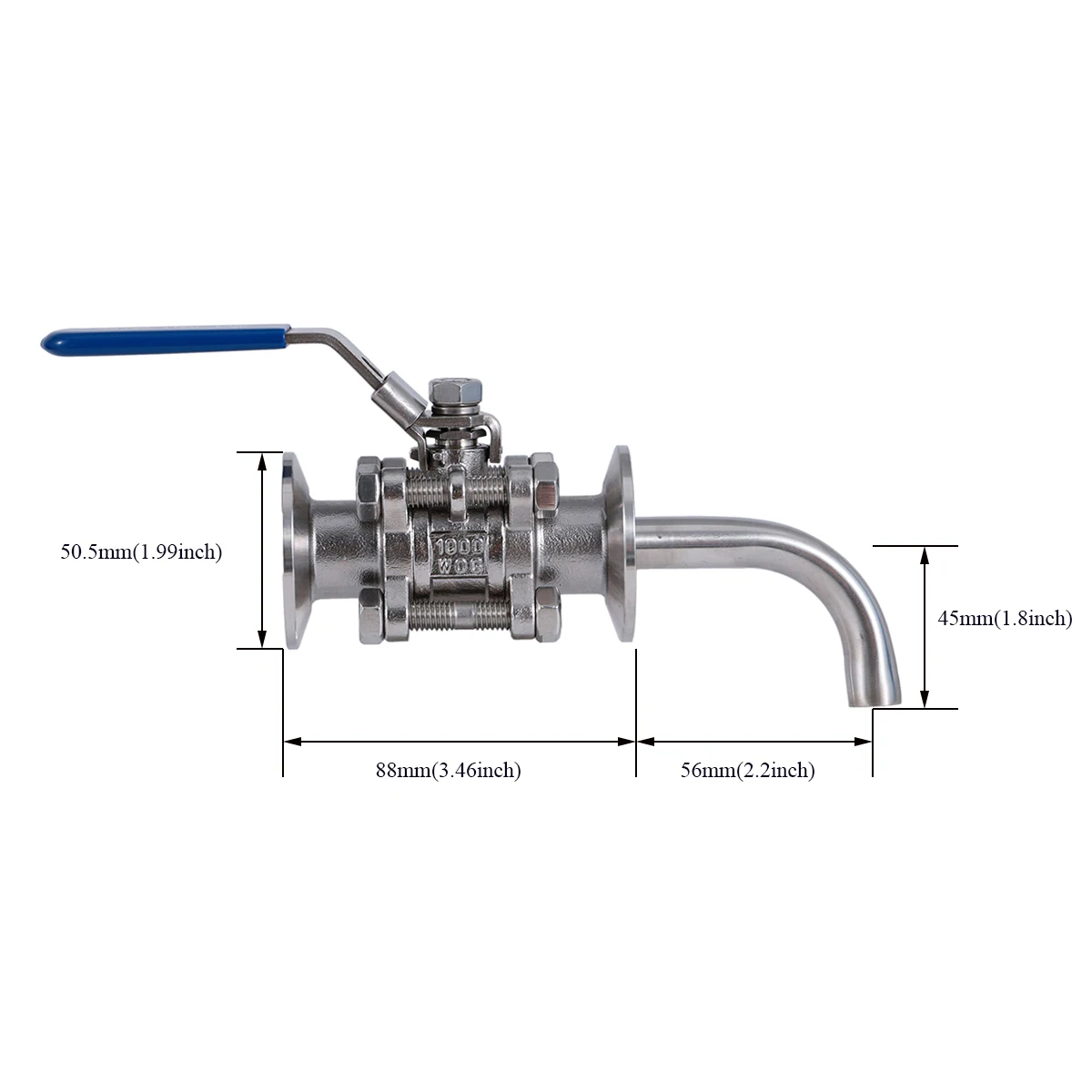 1.5 Inch Tri Clamp Ball Valve & Racking Arm Pick-up Tube Stainless Steel 304 Homebrew Boil Kettle Conical Fermenter Parts homebrew fermenter parts