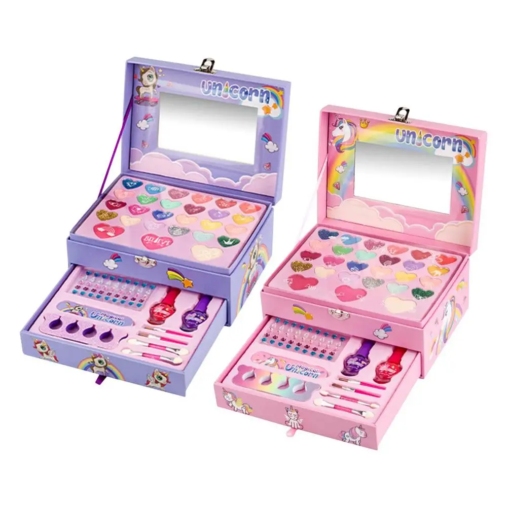Cosmetics Beauty Make Up Set Kids Princess Play Toy Washable Safe Eyeshadow Nail Polish