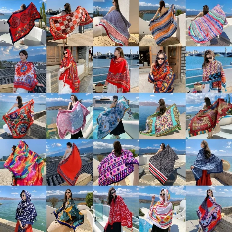 28 Styles 90x180cm Travel Beach Sunscreen Scarve Bikini Large Shawl Sarong Wrap Scarf Women Brazilian Swimsuit Bathing Cover-ups swimsuit cover up swimsuit coverup fishnet cover up silk scarf shawl