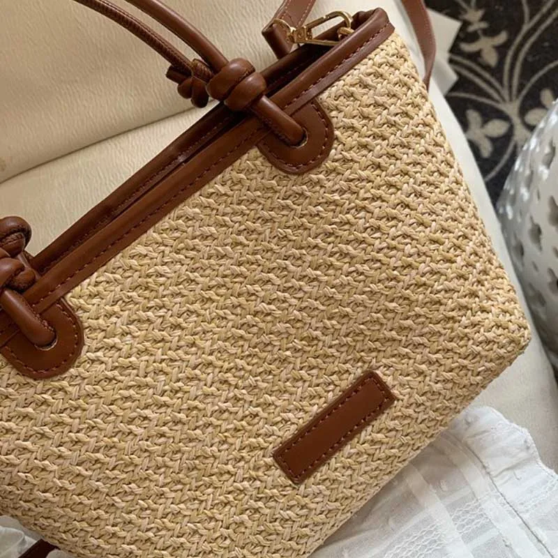 Straw Shoulder Bag Retro Design Ladies 6