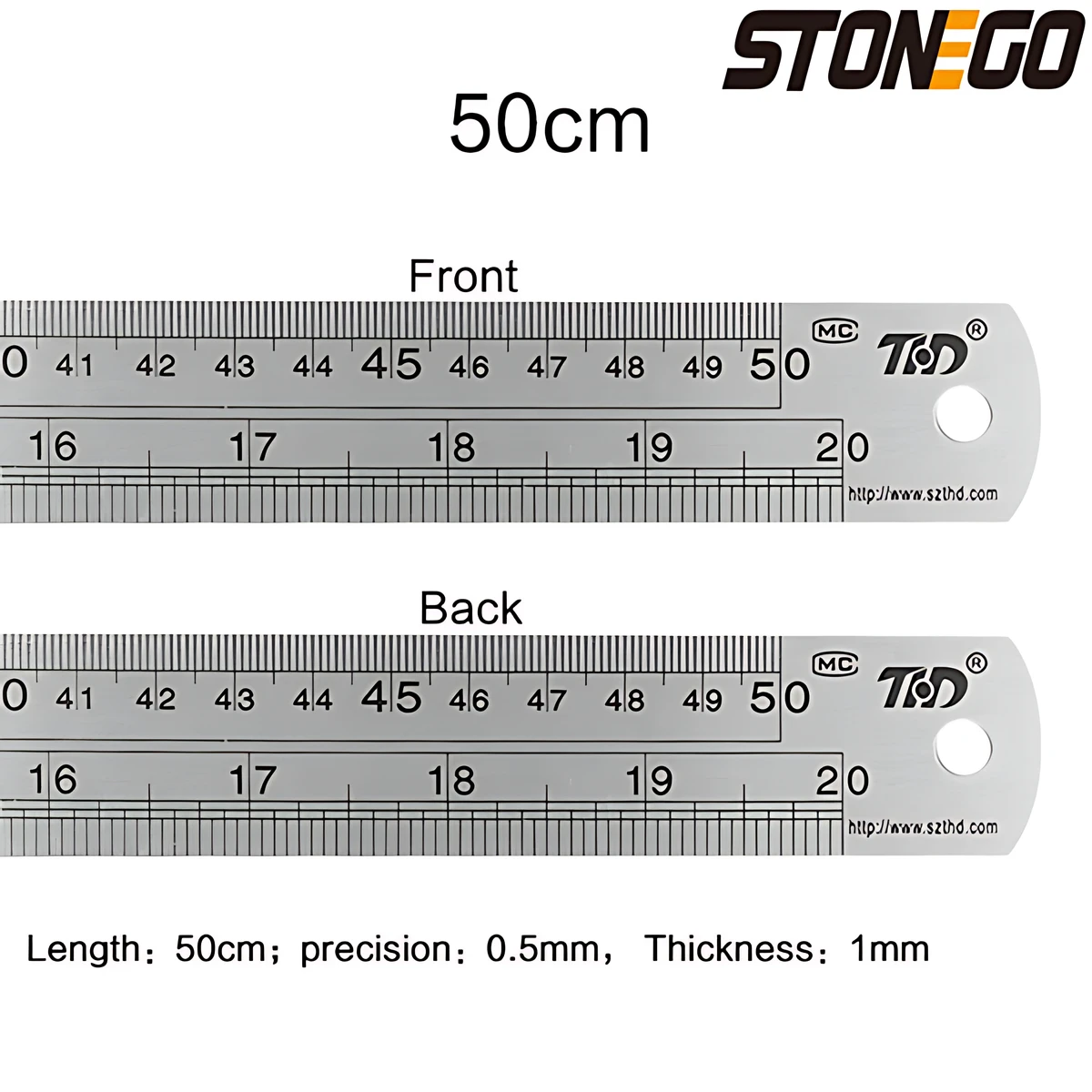 15cm To 50cm Metal Scale Stainless Steel Straight Ruler Measuring Stationery Drafting Accessory Hand Tool for STONEGO stainless steel ruler,straight ruler,metal ruler