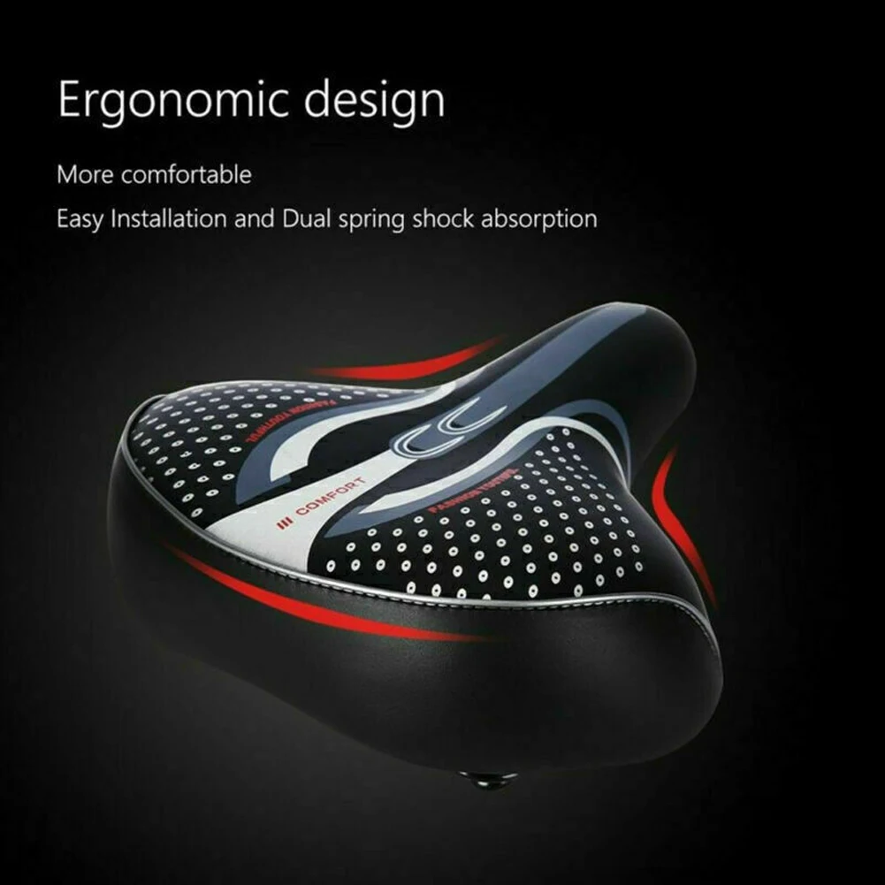 Electric Bike Suspension PU Leather MTB Bike Seat Suspension Comfort Bicycle Saddle Cushion Shock Absorbing Soft Cycling Saddle