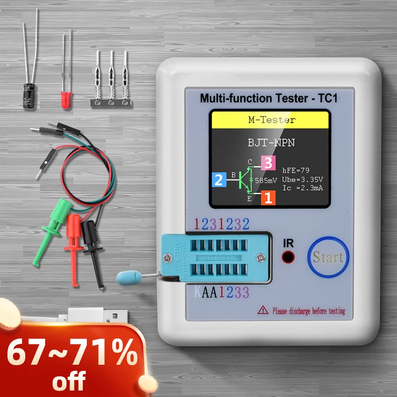 LCR TC1 1.8 pollici TFT LCD Display multimetro Transistor Tester diodo