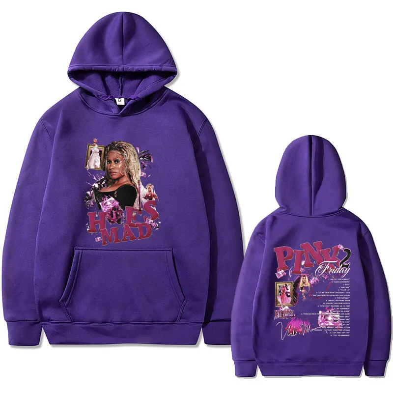 Nicki Minaj Pink Friday 2 2024 World Tour Print Hoodie Men Women's Fashion Hip Hop Streetwear Male Vintage Oversized Hoodies
