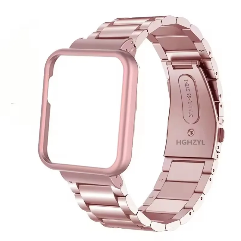 Stainless Steel Metal Watch Strap with Protective Case Cover