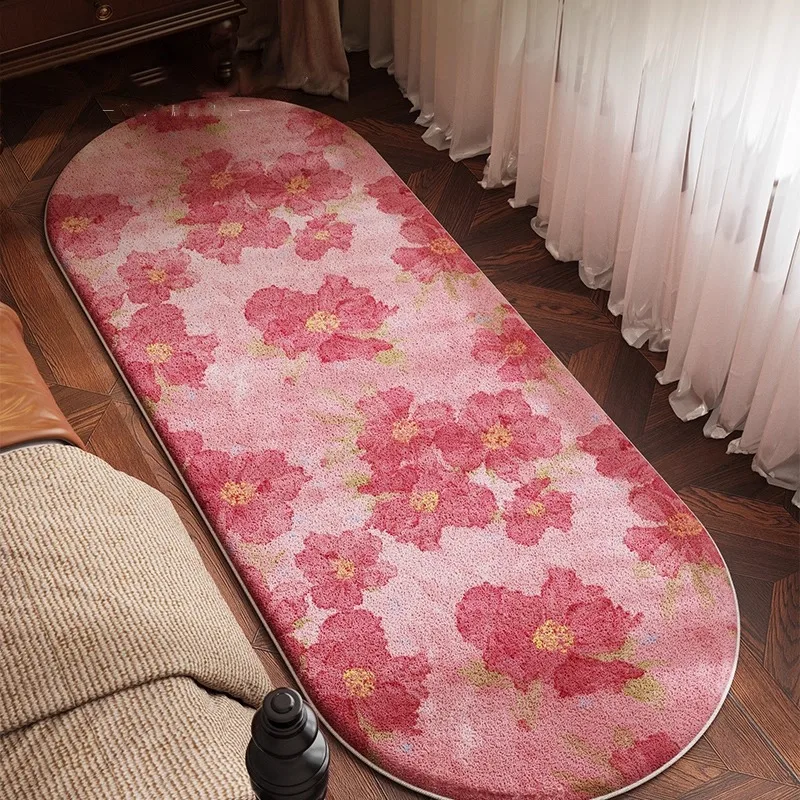 Retro Oval Living Room Carpet Floral Pattern Classic Creative Art Bedroom Runner Rug Home Decoration Sofa Coffee Table Mat Tapis