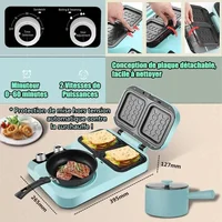 800W 4 In 1 Breakfast Making Machine 1500W Electric Sandwich Maker Multifunction Bread Maker Non-stick Pizza Frying Pan Toaster 2