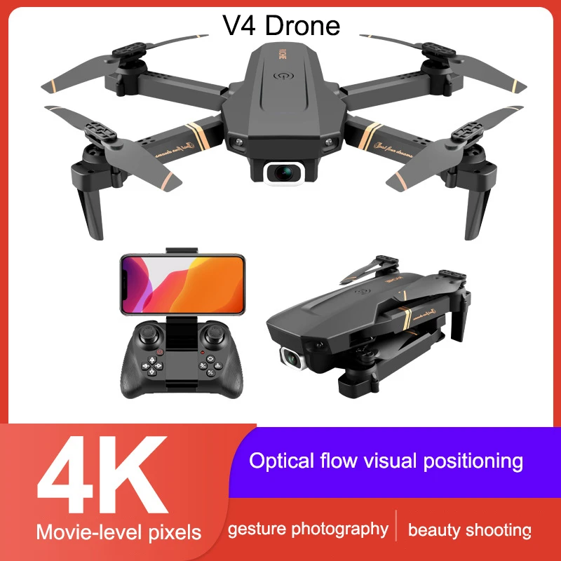 RC V4 Drone WIFI FPV 4K HD Dual lens Optical Flow Localization  Wide Angle Camera Foldable Altitude Hold Durable RC Quadcopter dji phantom 3 advanced remote