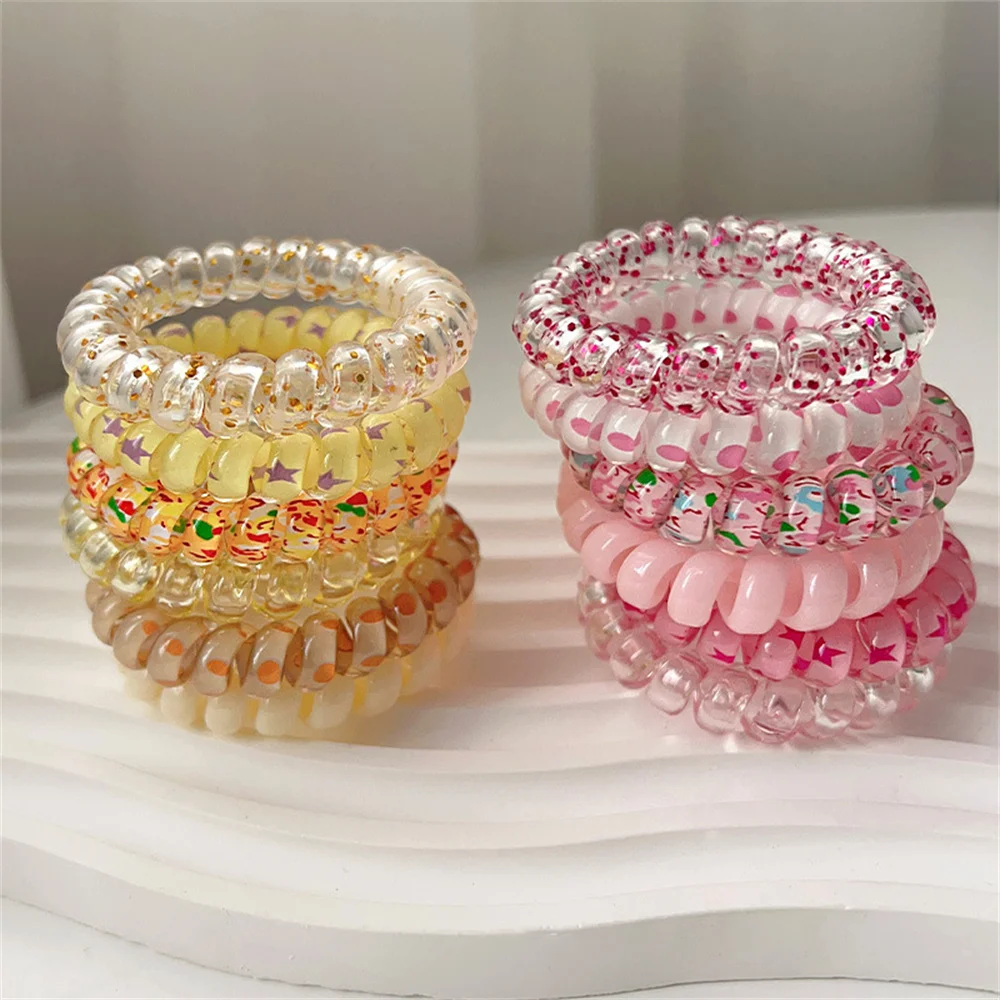 Colorful Spiral Hair Ties - Set of 6 Elastic Hair Rings