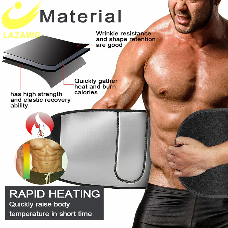 Men LAZAWG Waist Trainer Neoprene Body Shaper Sauna Sweat Belly Slimming Corsets Burner Workout Stomach Fitness Trimmer Belt