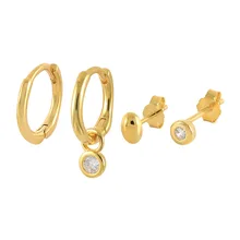  AIDE Pendientes Mujer Linked Rainbow-colored Marquise All-match Women's Earrings Set Wedding Anniversary Jewelry Bone Piecing 