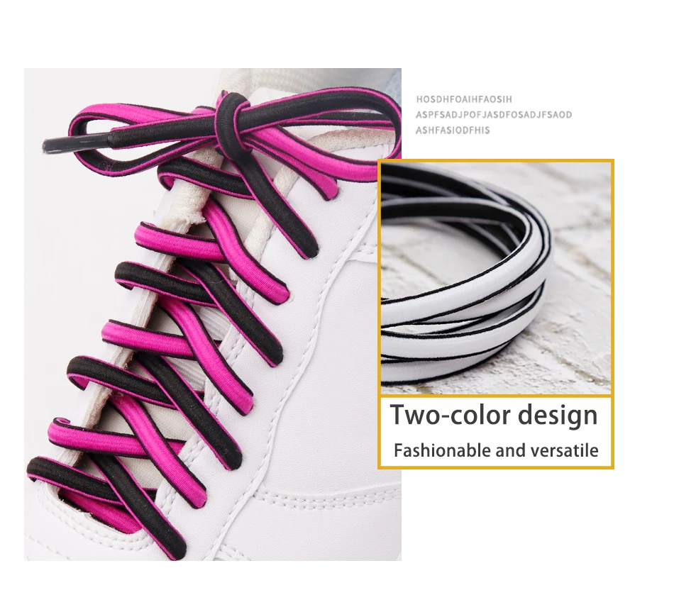 Ovaler Typ, 6 mm dick, zweifarbig, Schnürsenkel, Gürtel, Taille, Hose, Anpassung, elastisches Band für Freizeitschuhe, Jogginghose, Schuhzubehör – Detail 6