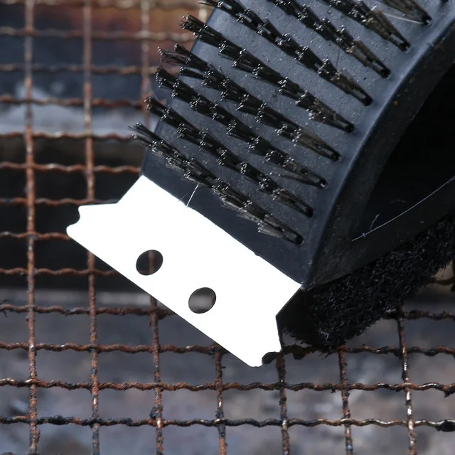 Grill Tiszta Kefe Rézhuzal Sütő Tisztítás Bbq Szivacs Hosszú Fogantyú - Image 4
